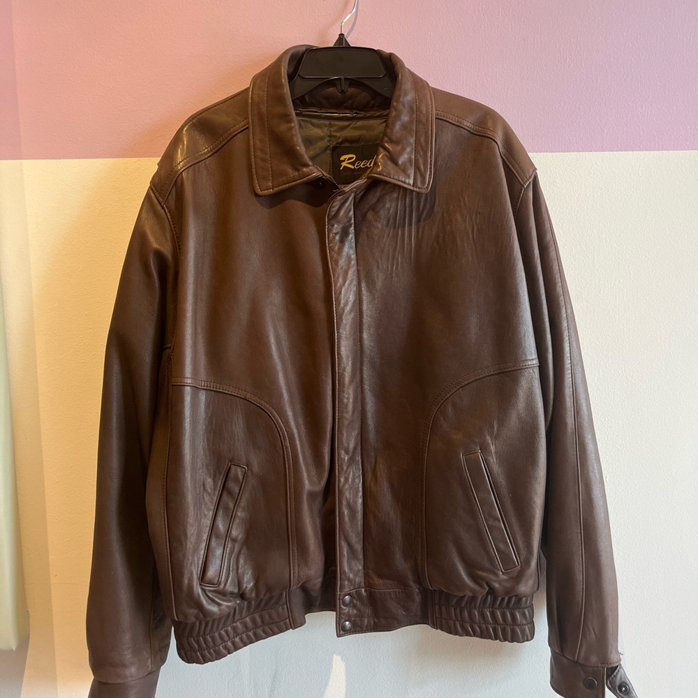 Vintage Brown Leather Dad Jacket